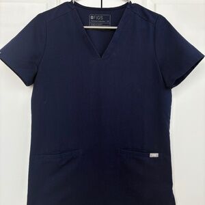 Navy Figs XS Casma 3-Pocket Scrub Top